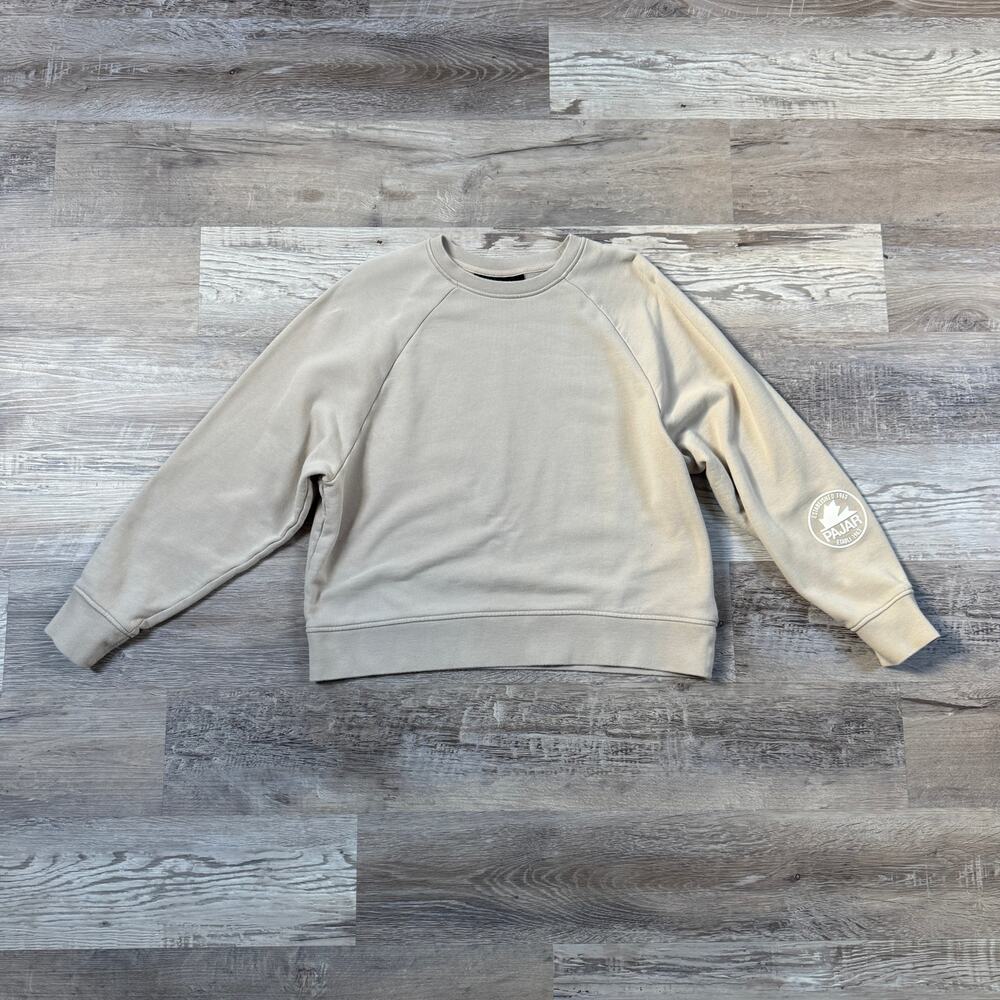 Pajar Canada Beige Cotton Crewneck Sweatshirt Raglan Minimalist Quiet Luxury M